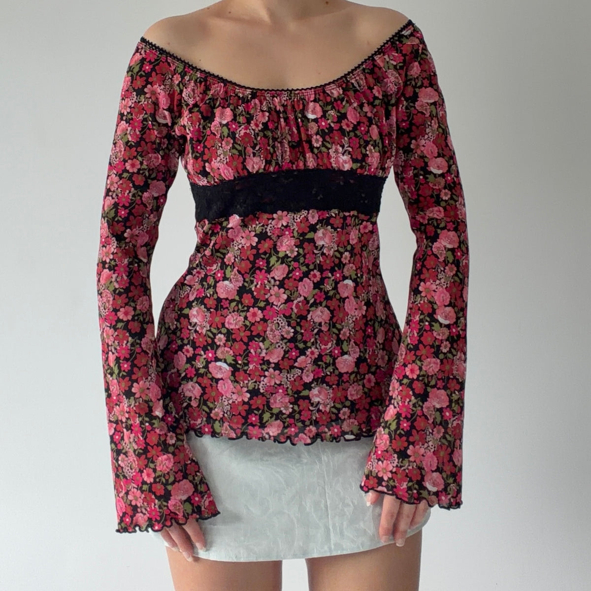 Self Esteem Floral Bell Sleeve Top | XS-S