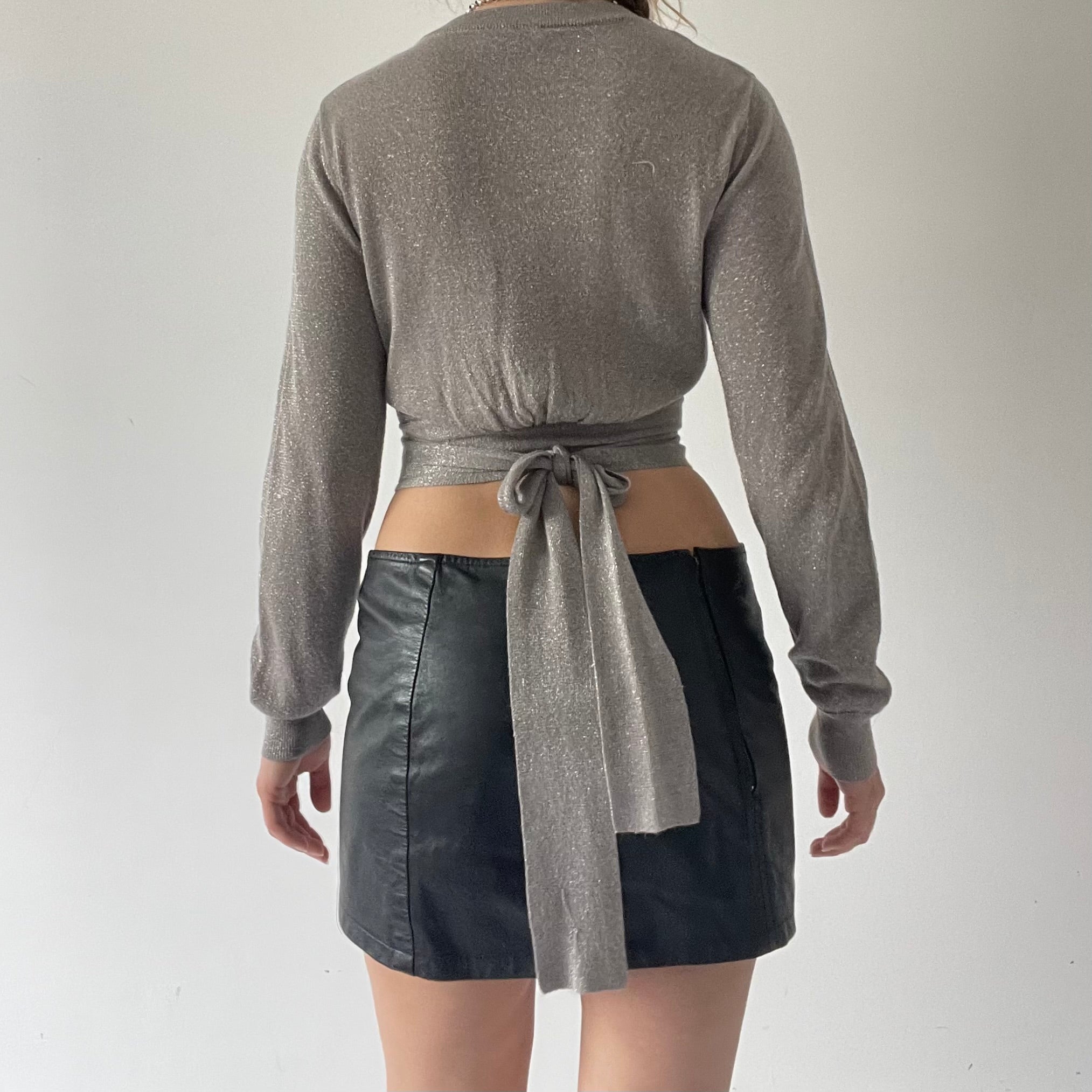 Glittery Wrap Knit Top | 6-10