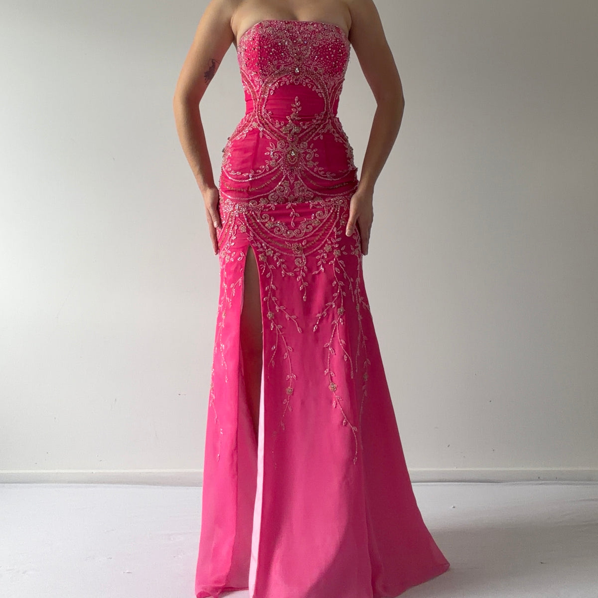 Riva Beaded Strapless Dress | XS