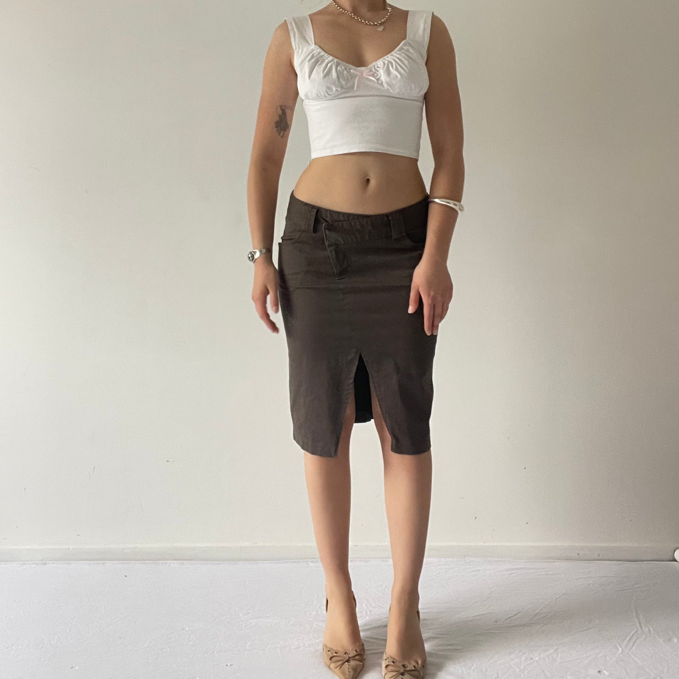 Low Rise Asymmetric Denim Skirt | 6-8