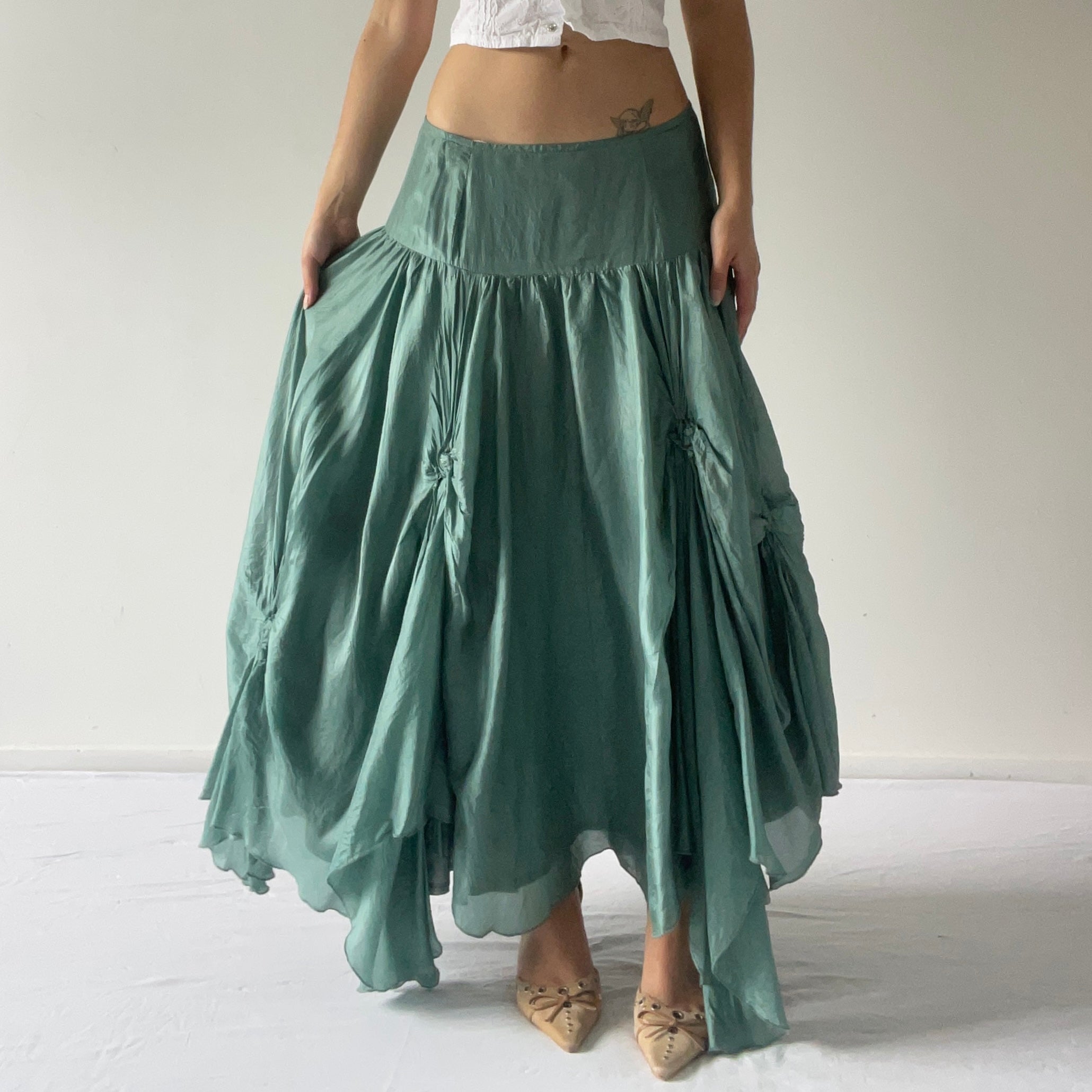 Silk Ruched Midi Skirt | 8-12