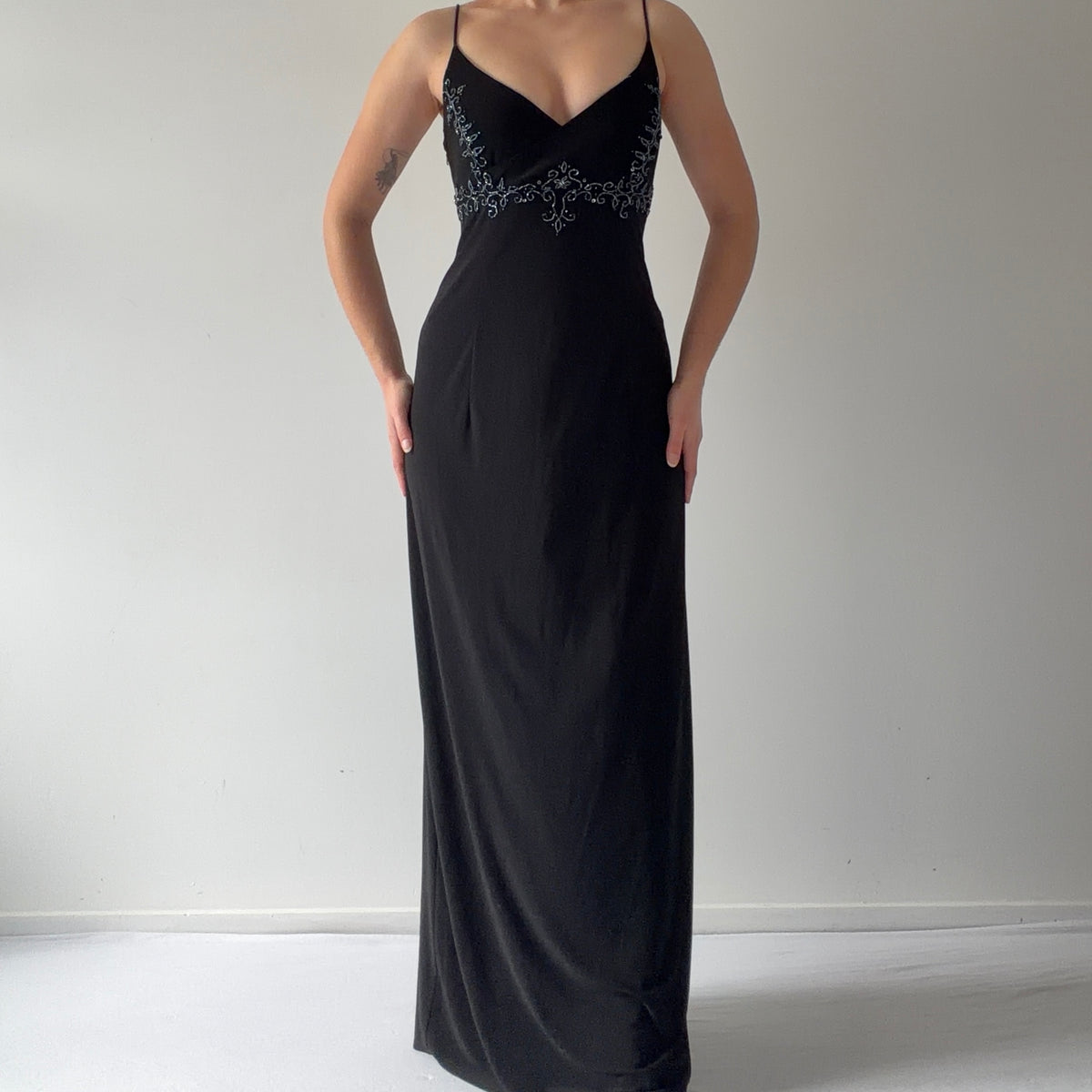 Blondie Nites Beaded Maxi Dress | L