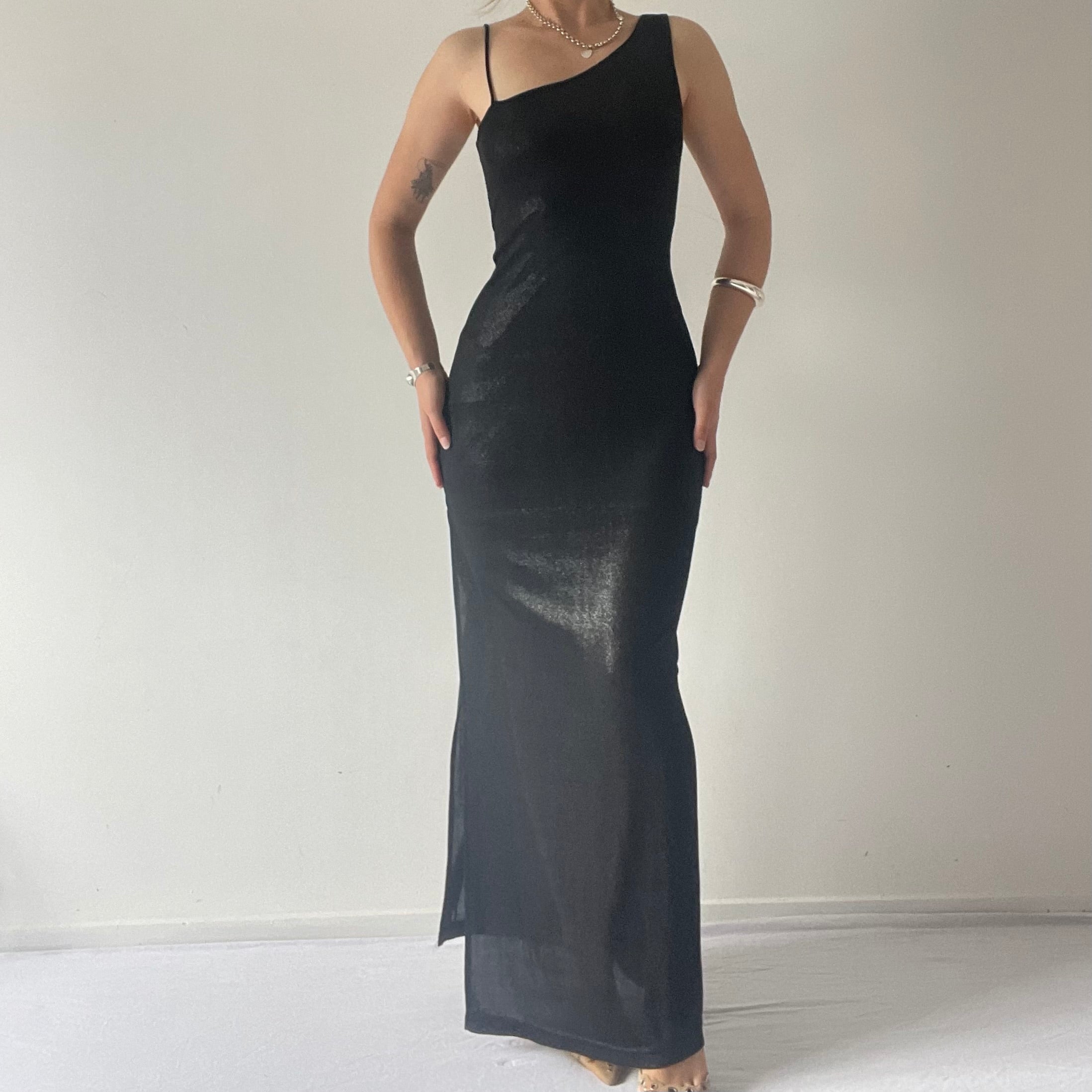 Asymmetric Maxi Evening Dress | S