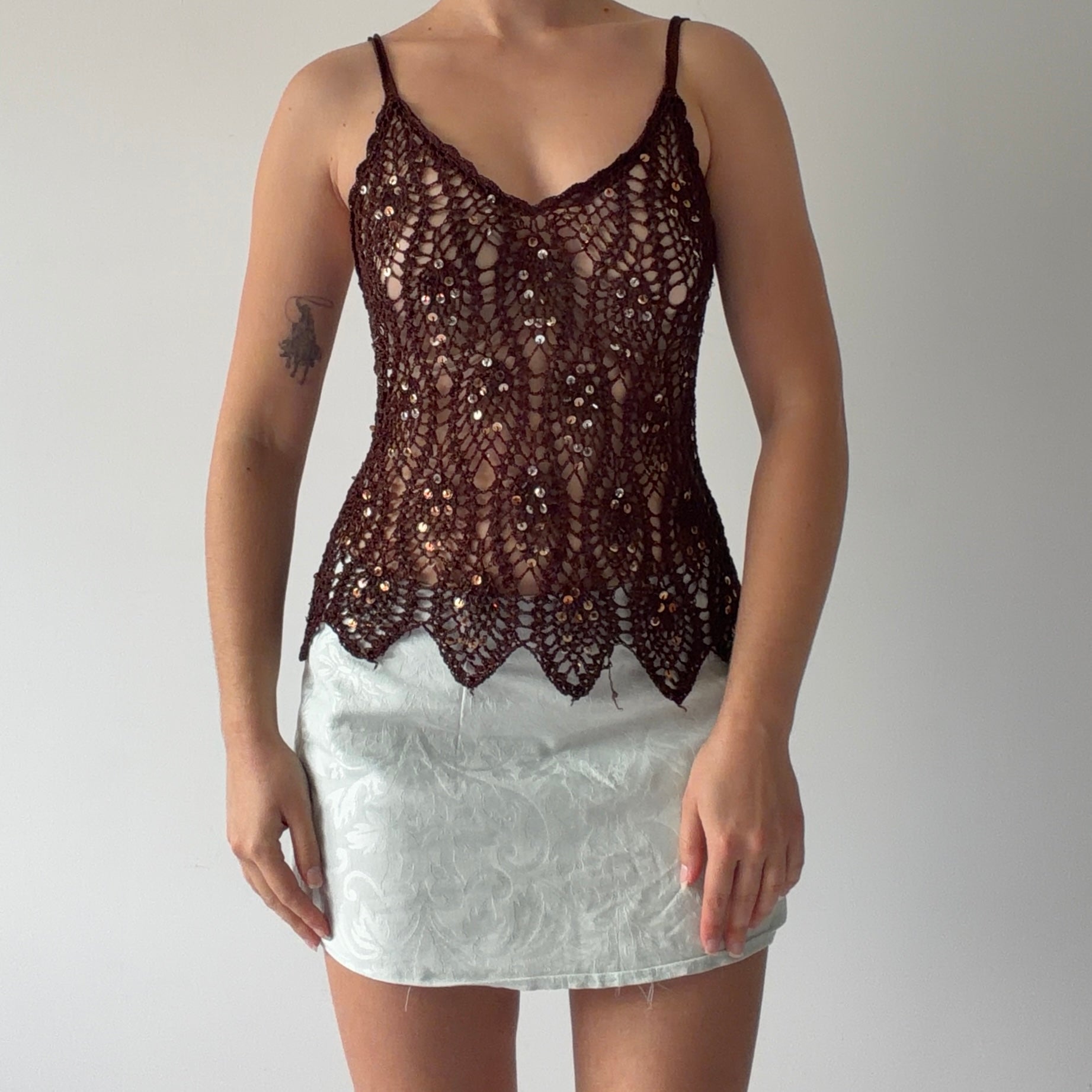 00s Sequinned Crochet Top | 8-10