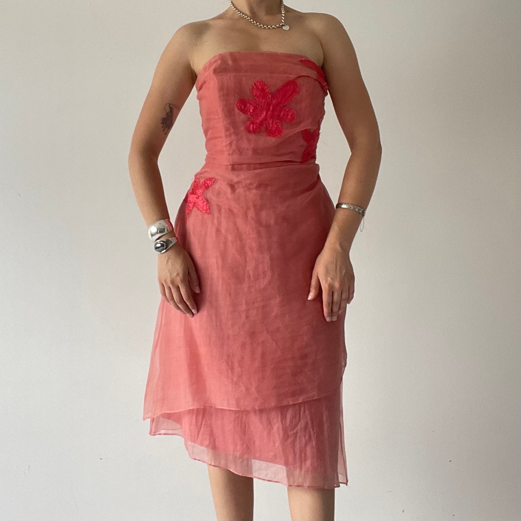 Veronika Maine Silk Strapless Dress | 10-12