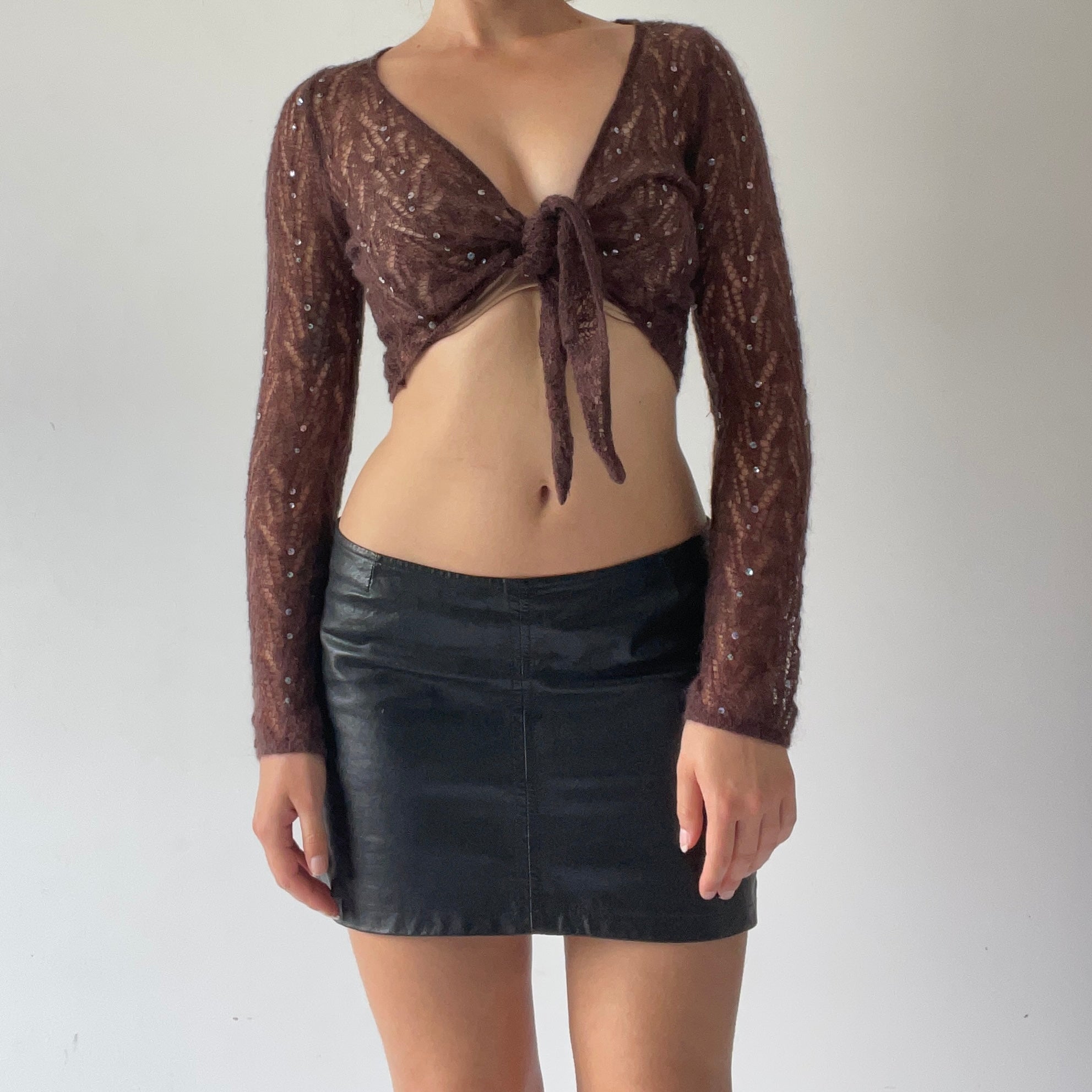 Monsoon Mohair Sequin Tie Top | XS