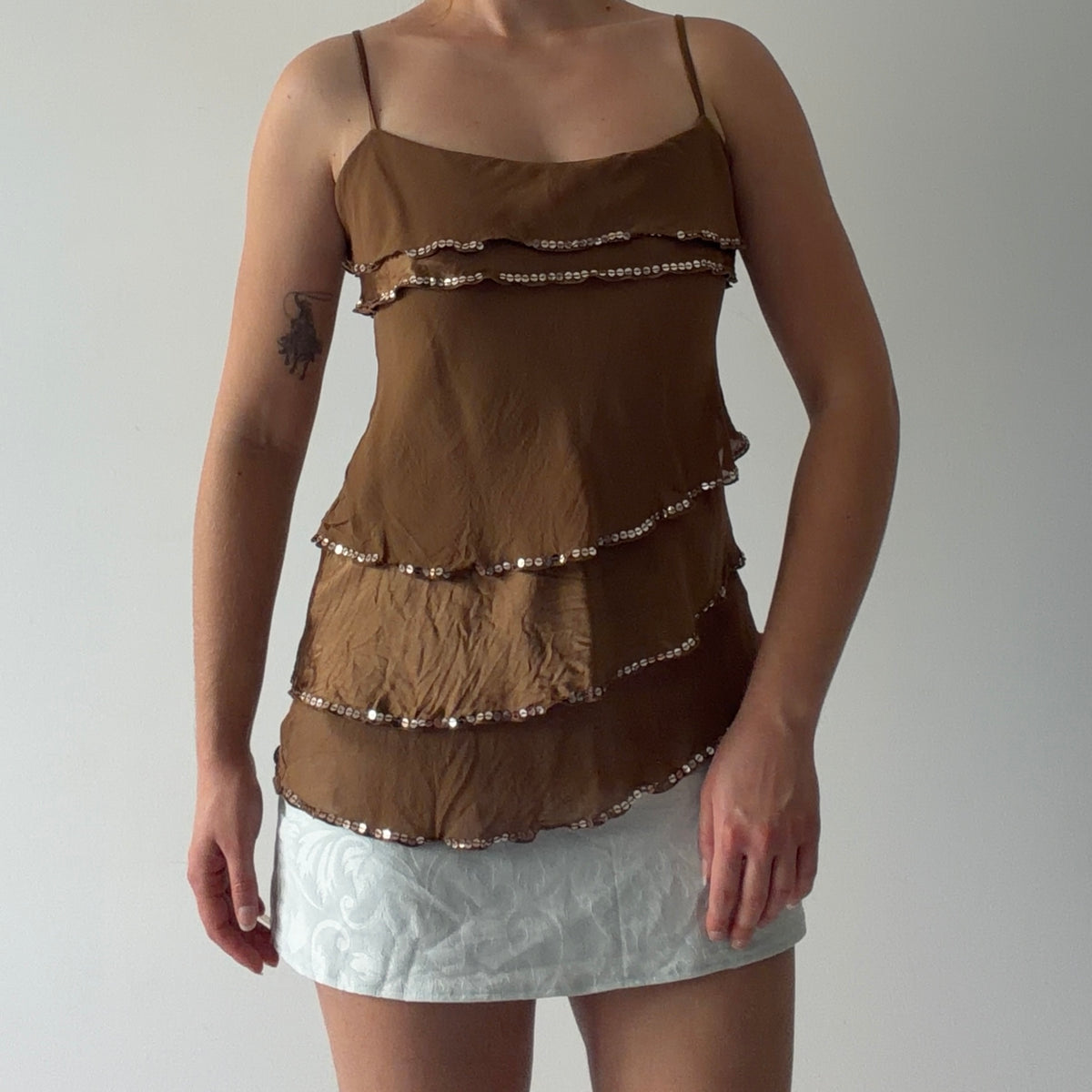 Bebe Silk Ruffle Top | M