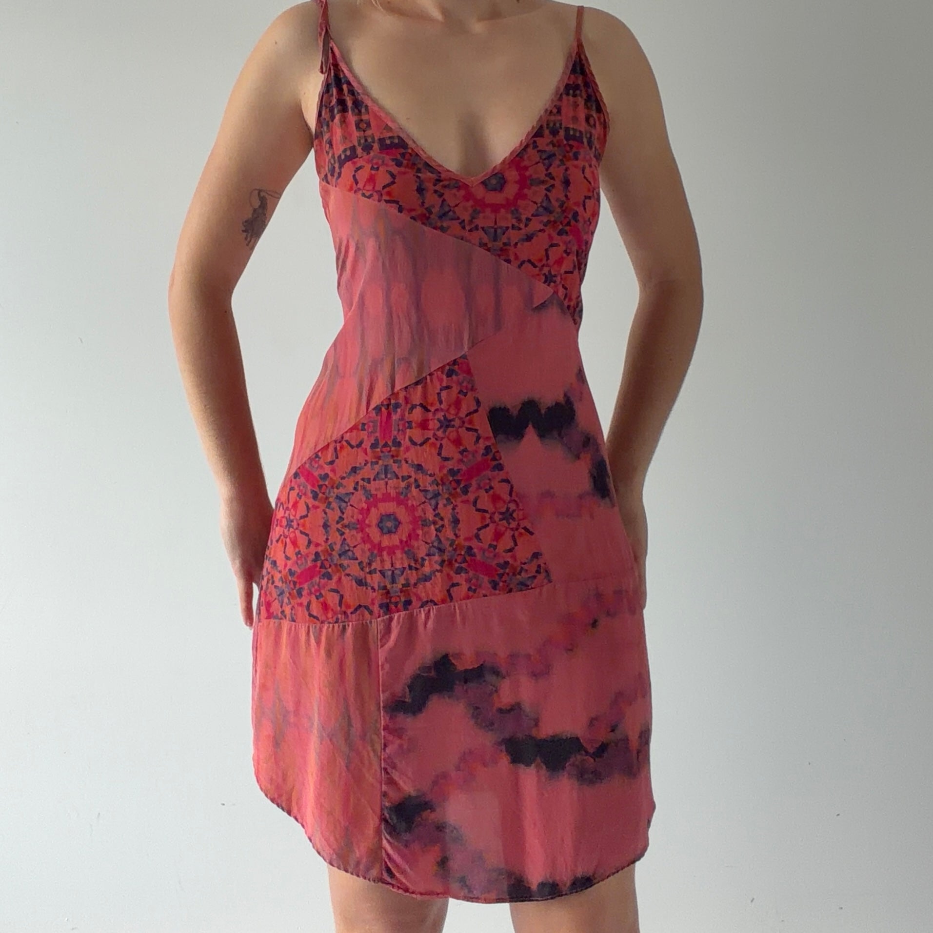 Patchwork Silk Slip Dress | Made in USA | M