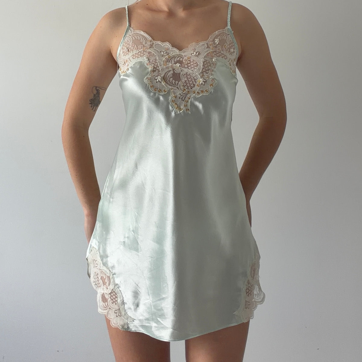 Delicates Satin Sequin Slip Dress | S