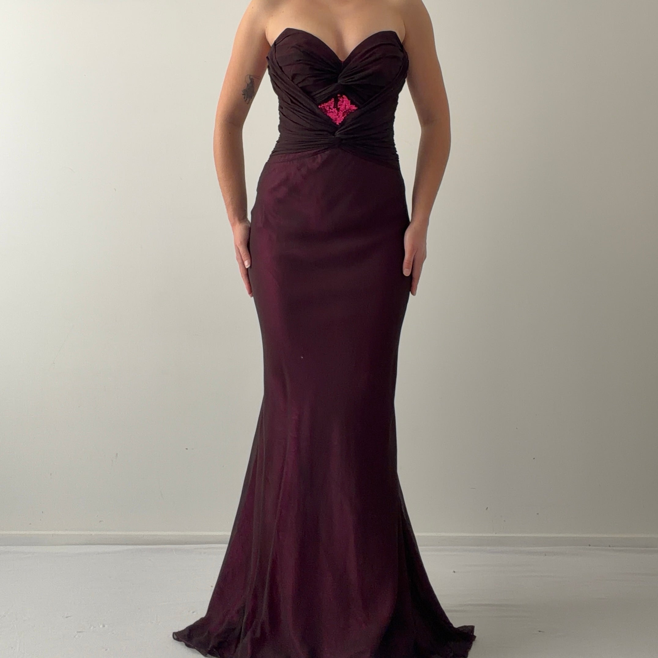 Silk Strapless Evening Dress | S