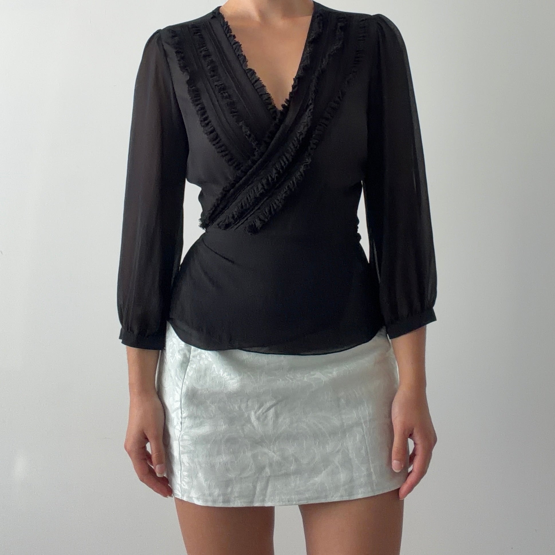 BCBG Silk Wrap Top | S