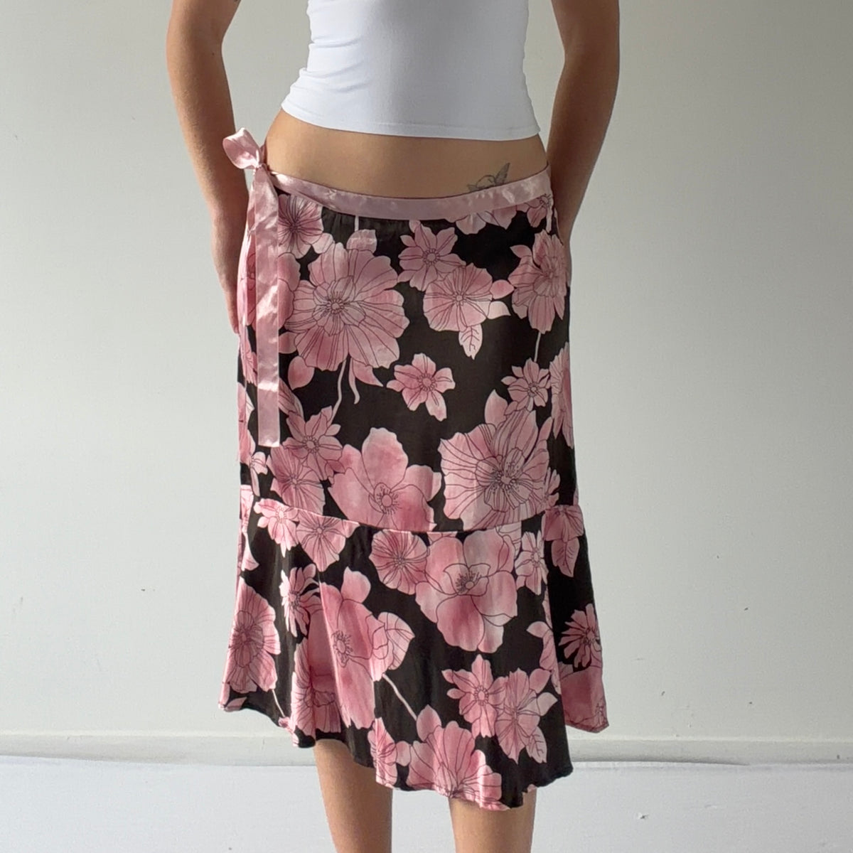 New York & Company Silk Floral Midi Skirt | 10-12