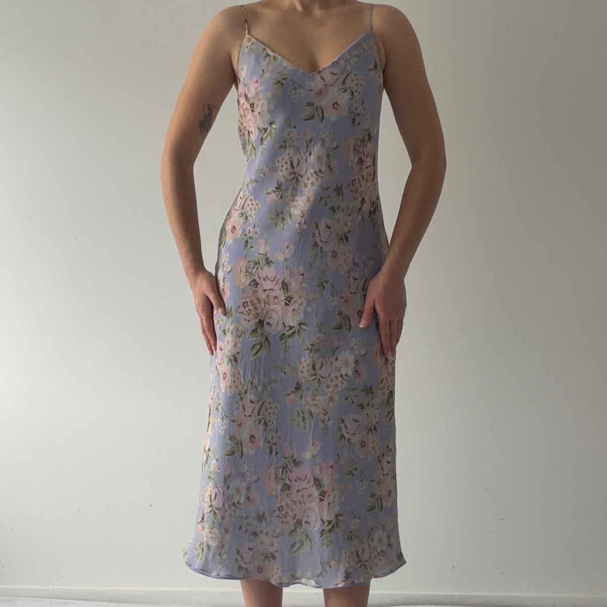 David Warren Silk Midi Dress | L
