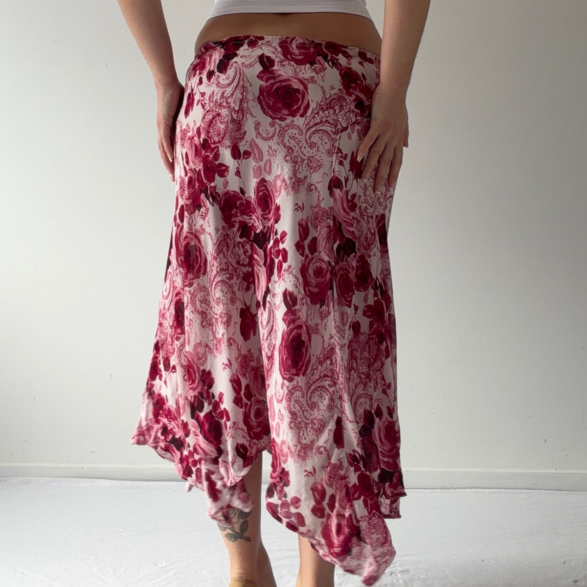 Rose Asymmetric Midi Skirt | 10-12