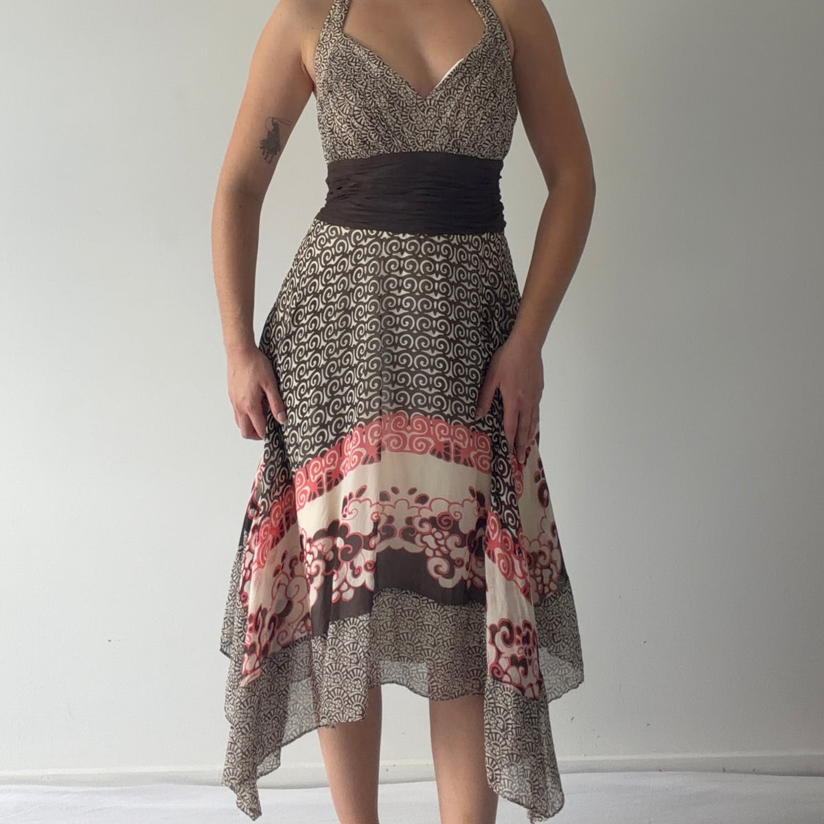 Sangria Silk Handkerchief Dress | L