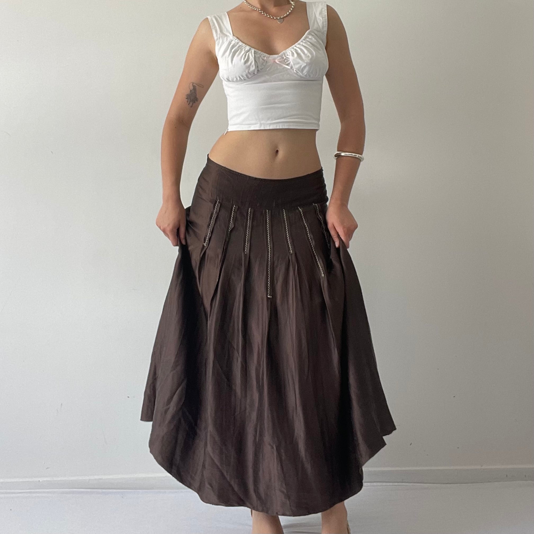 100% Silk Verge Midi Skirt | 14-16