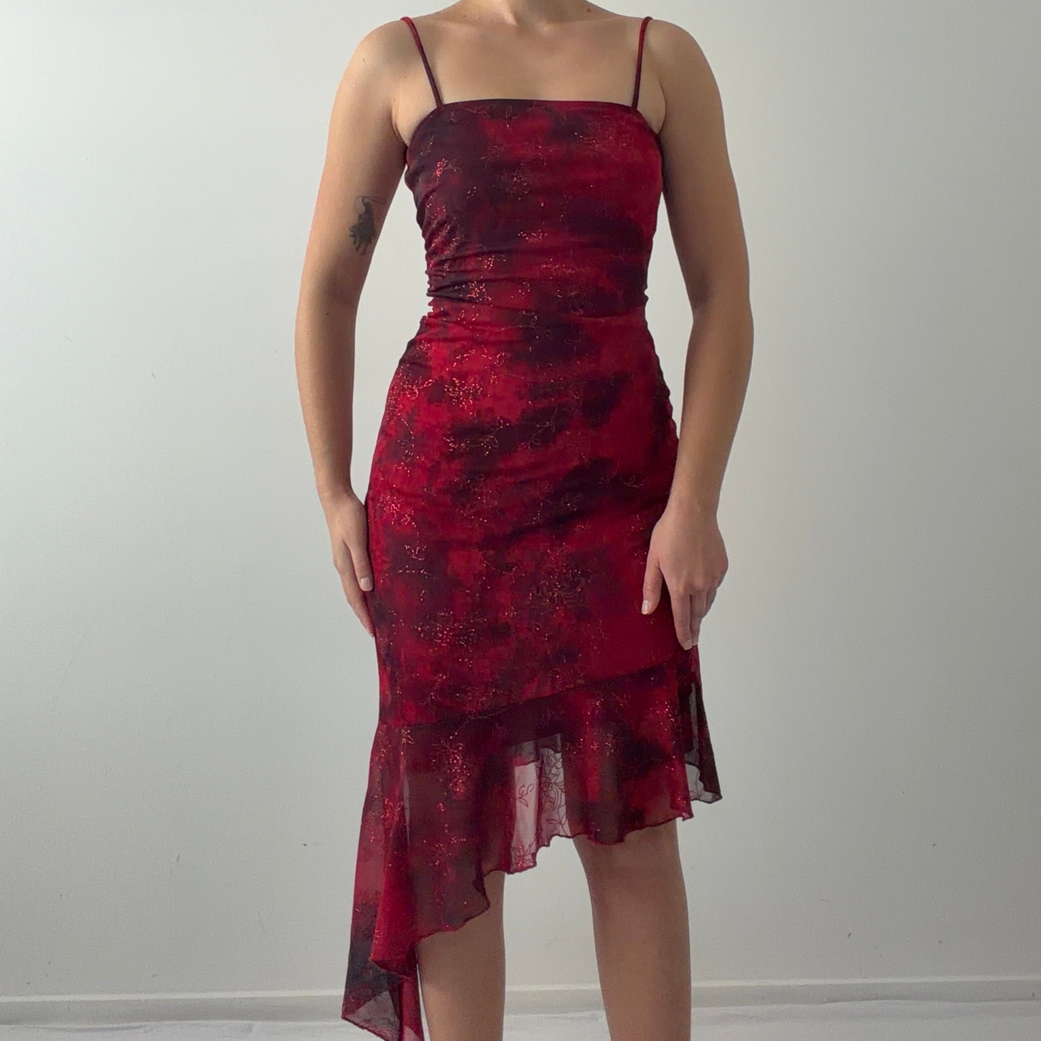 Taboo Ruffle Midi Dress | Made in USA | M