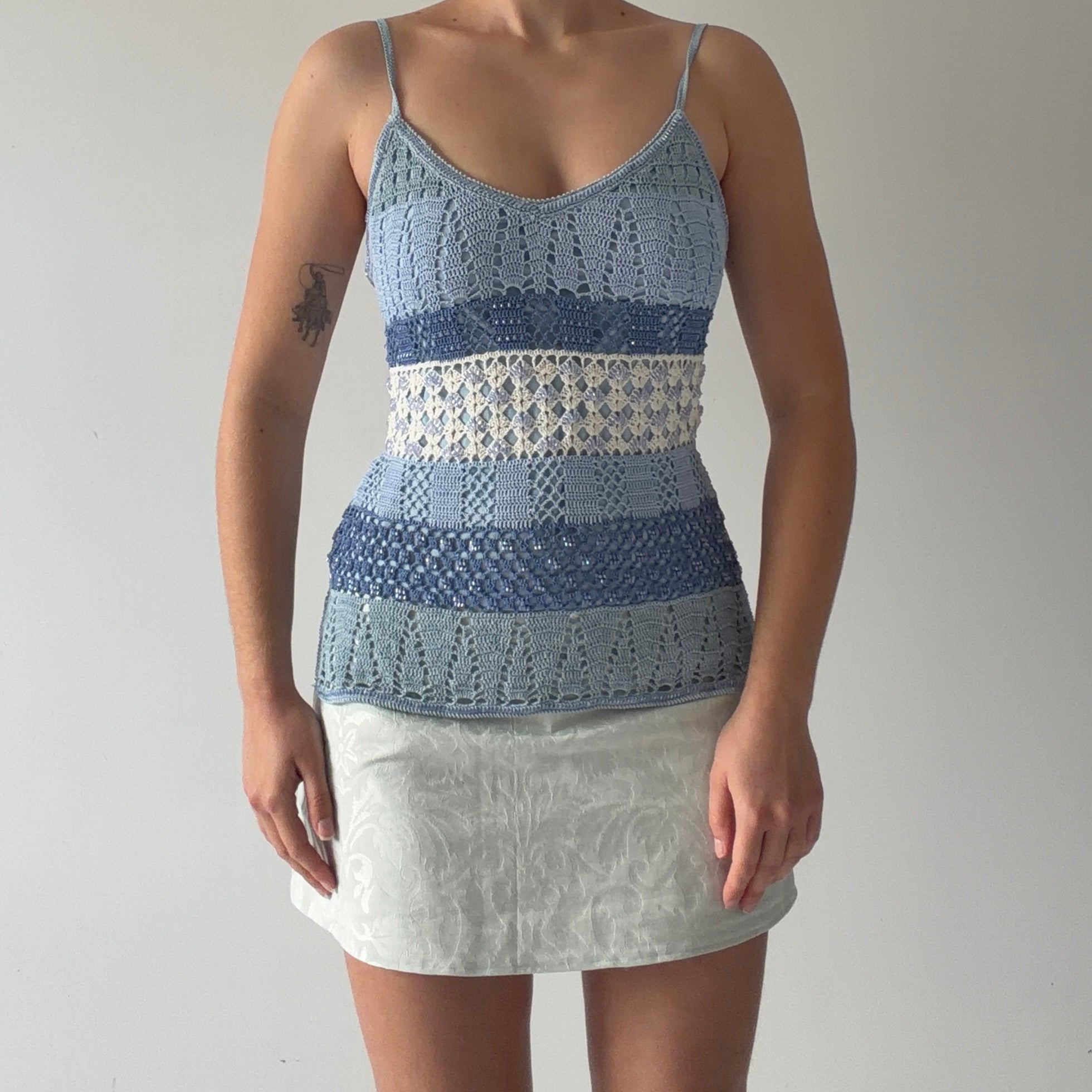 Redondo Crochet Beaded Top | M
