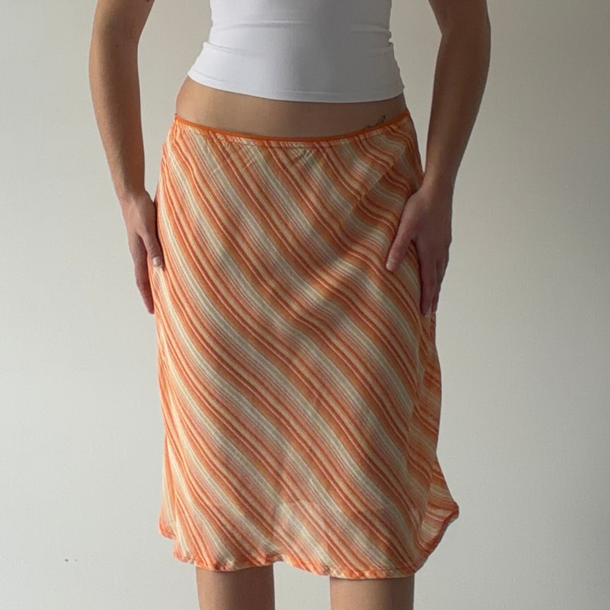 Blue Motion Stripe Midi Skirt | XS-S