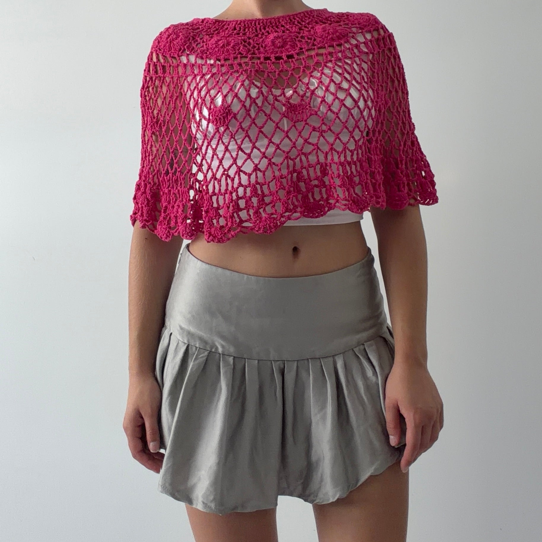 Hot Pink Crochet Mini Skirt | 6-8