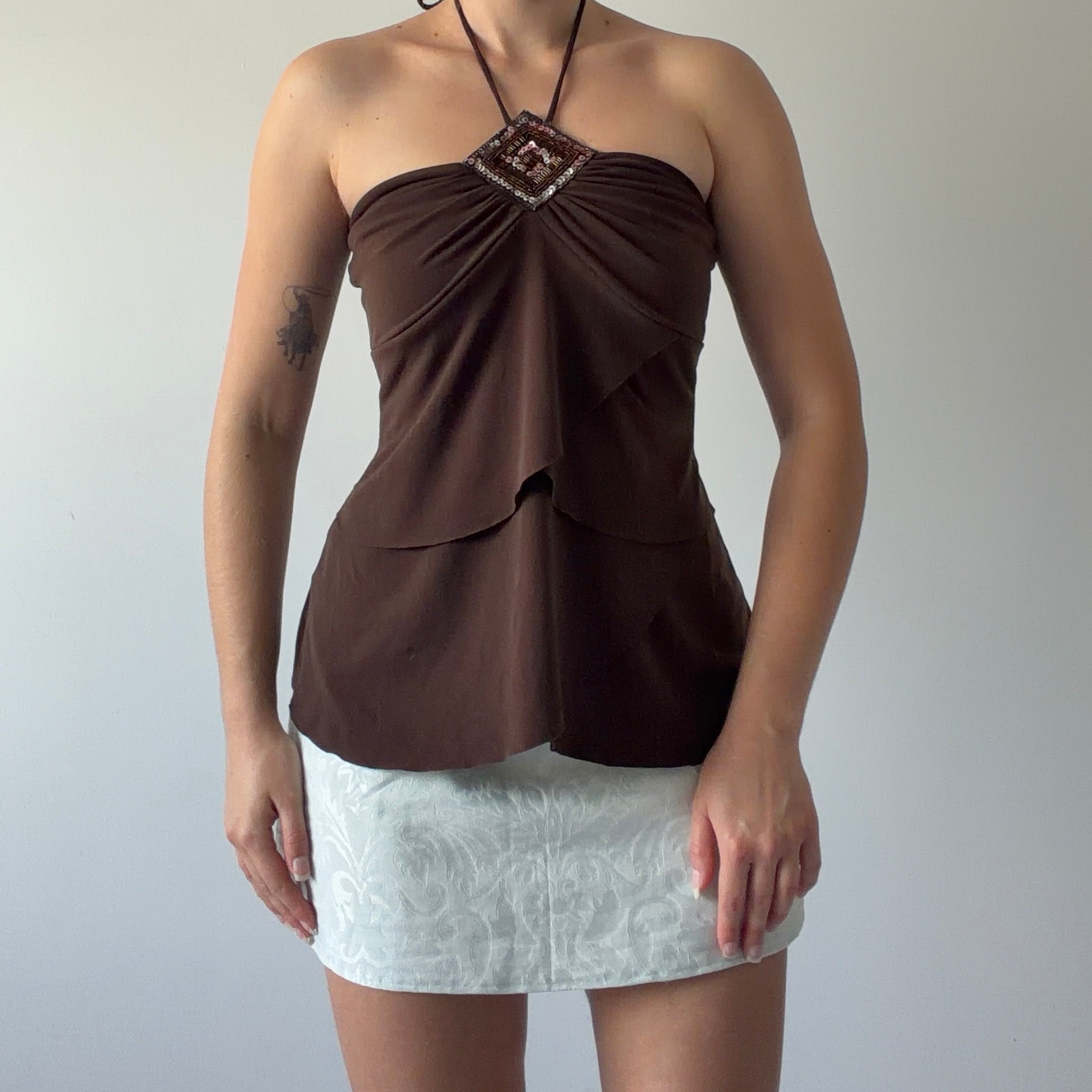 Tattoo Ruffle Halter Top | Made in Canada | S