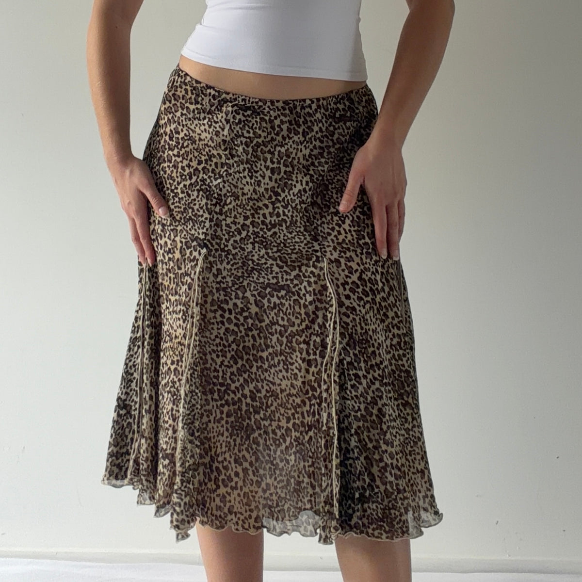Dana Buchman Silk Leopard Midi Skirt | XS-M