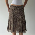 Dana Buchman Silk Leopard Midi Skirt | XS-M