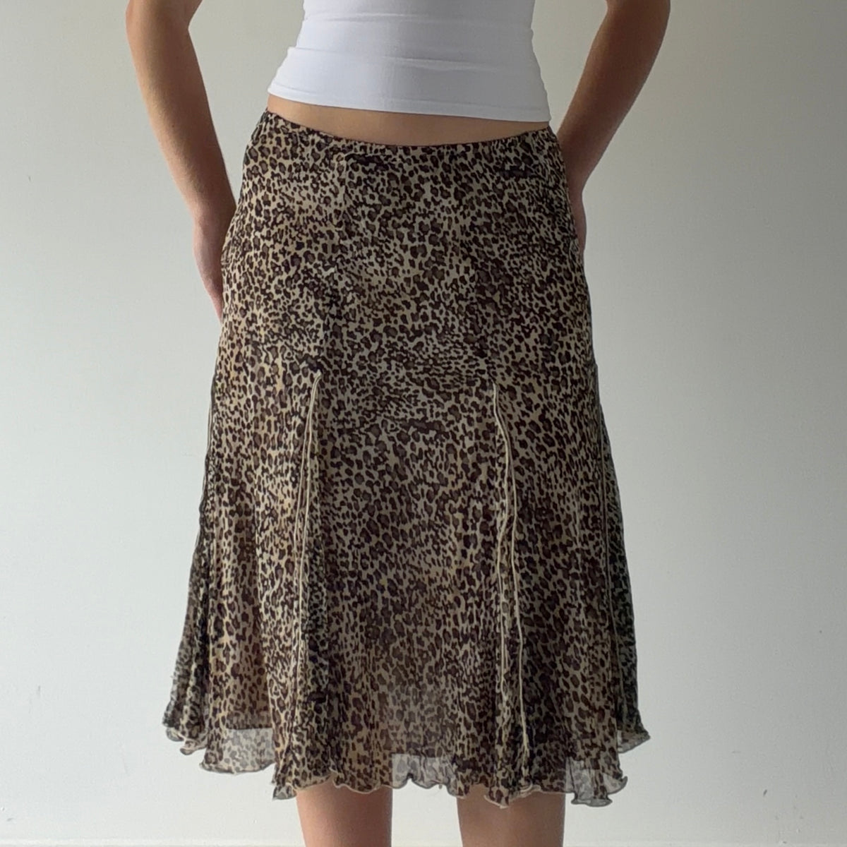 Dana Buchman Silk Leopard Midi Skirt | XS-M