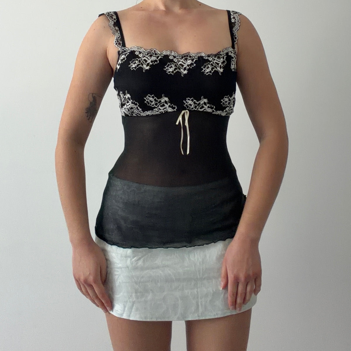 Gilligan & O'Malley Mesh Lace Cami | M