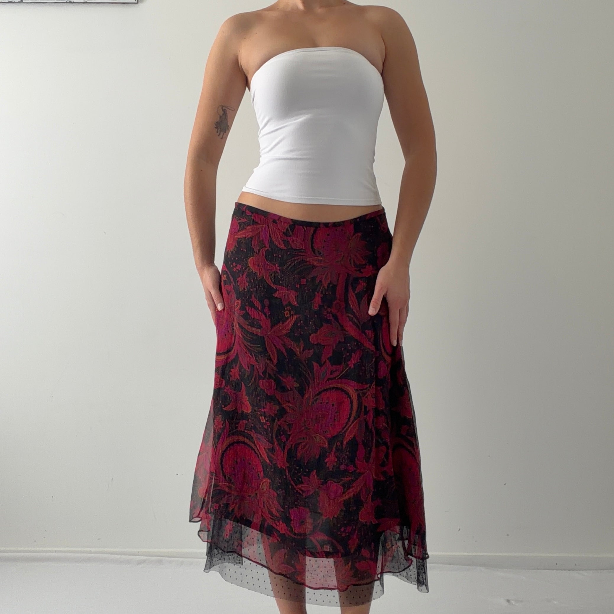 Dana Buchman Silk Midi Skirt | 12-14