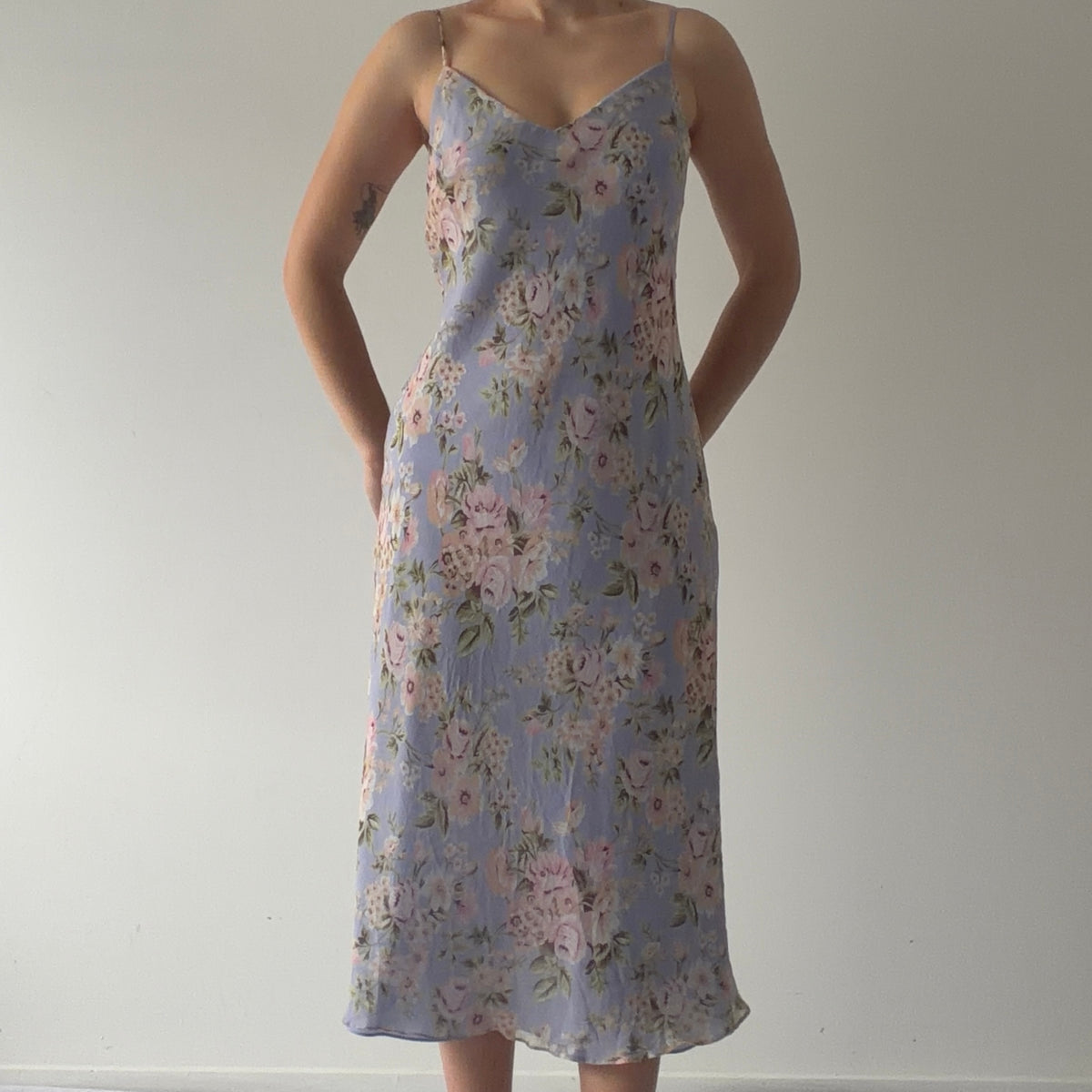 David Warren Silk Midi Dress | L