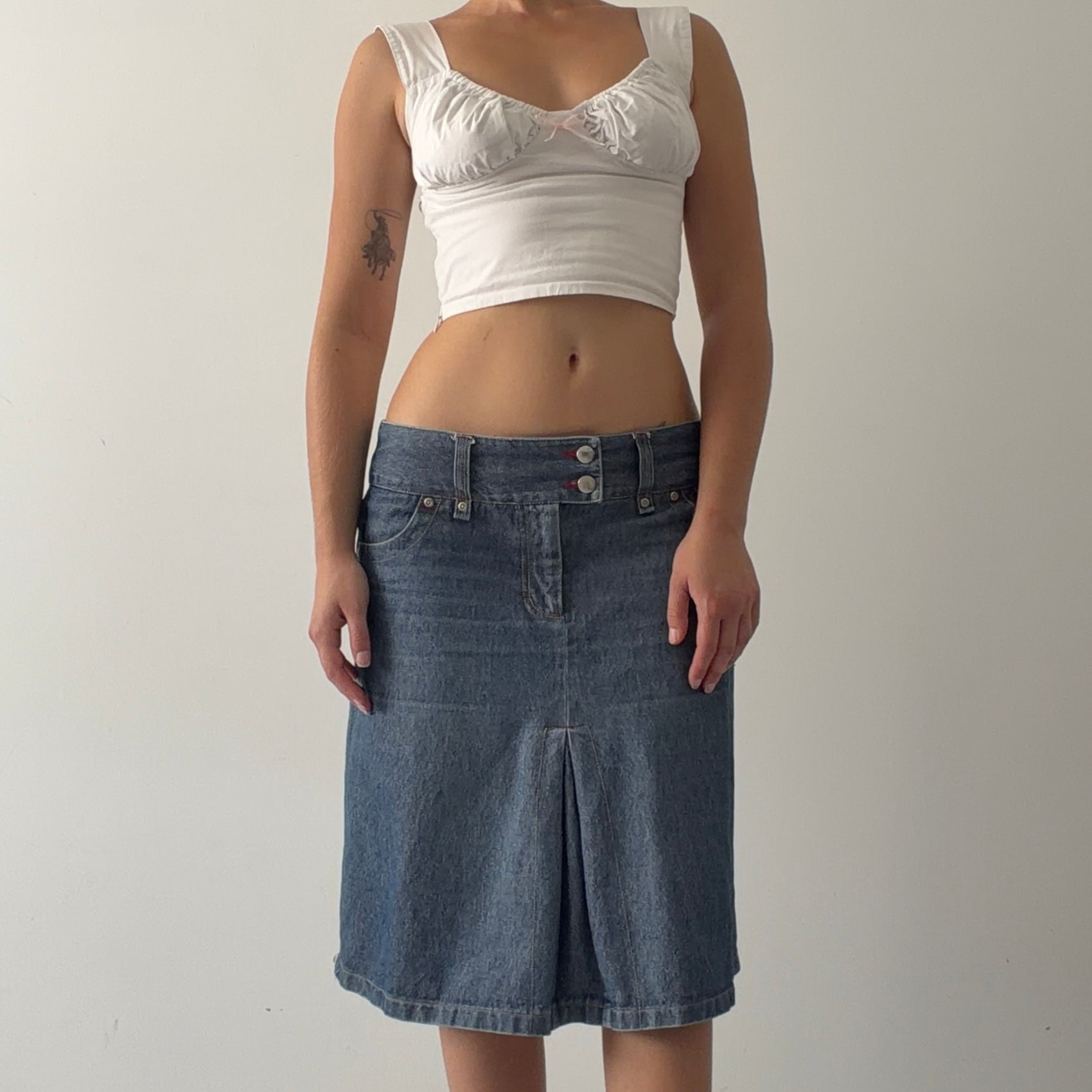 90s Max Denim Midi Skirt | 10-12