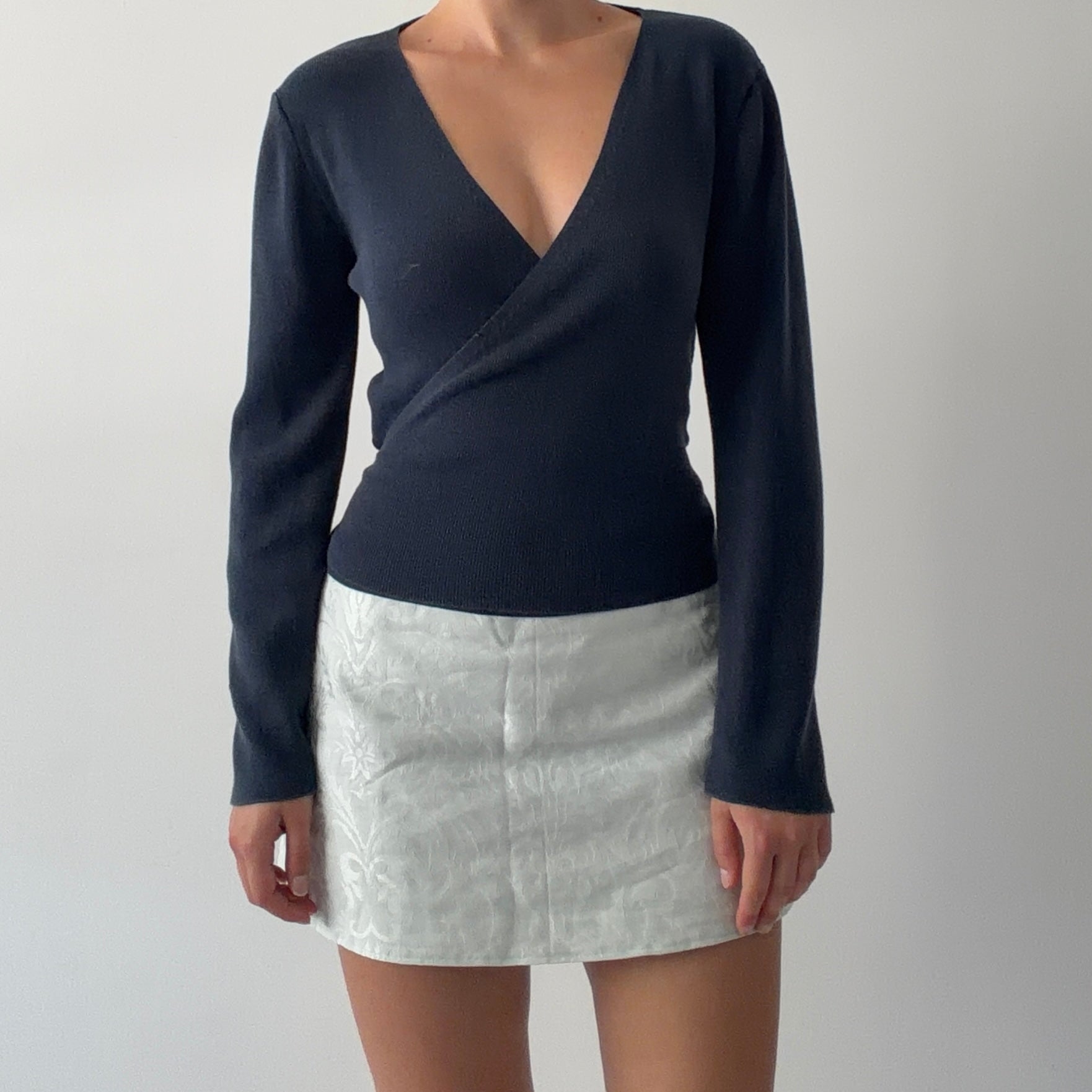 90s Max Knit Wrap Top | 10-12