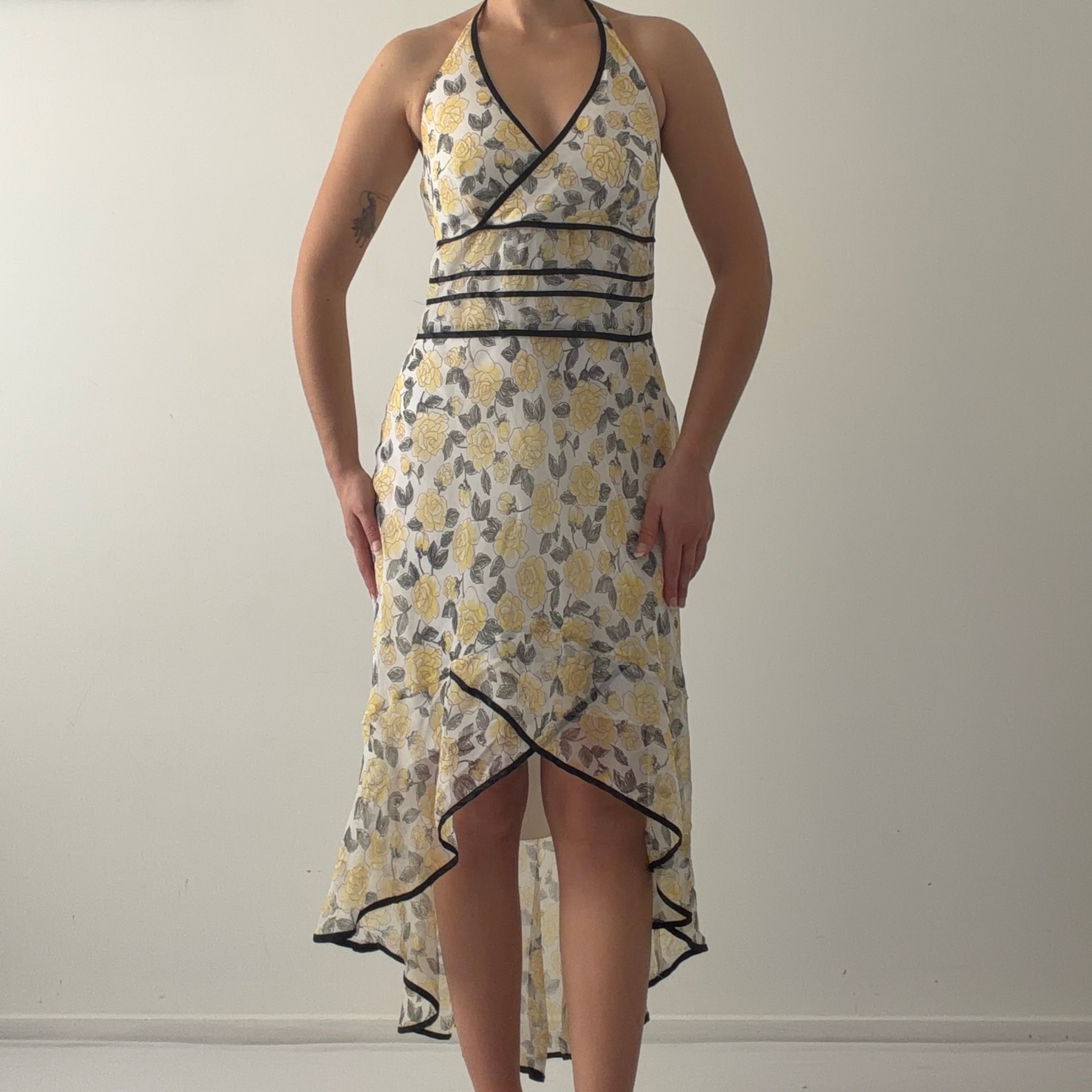 Alyn Page Floral Halter Dress | Made in USA | 12-14