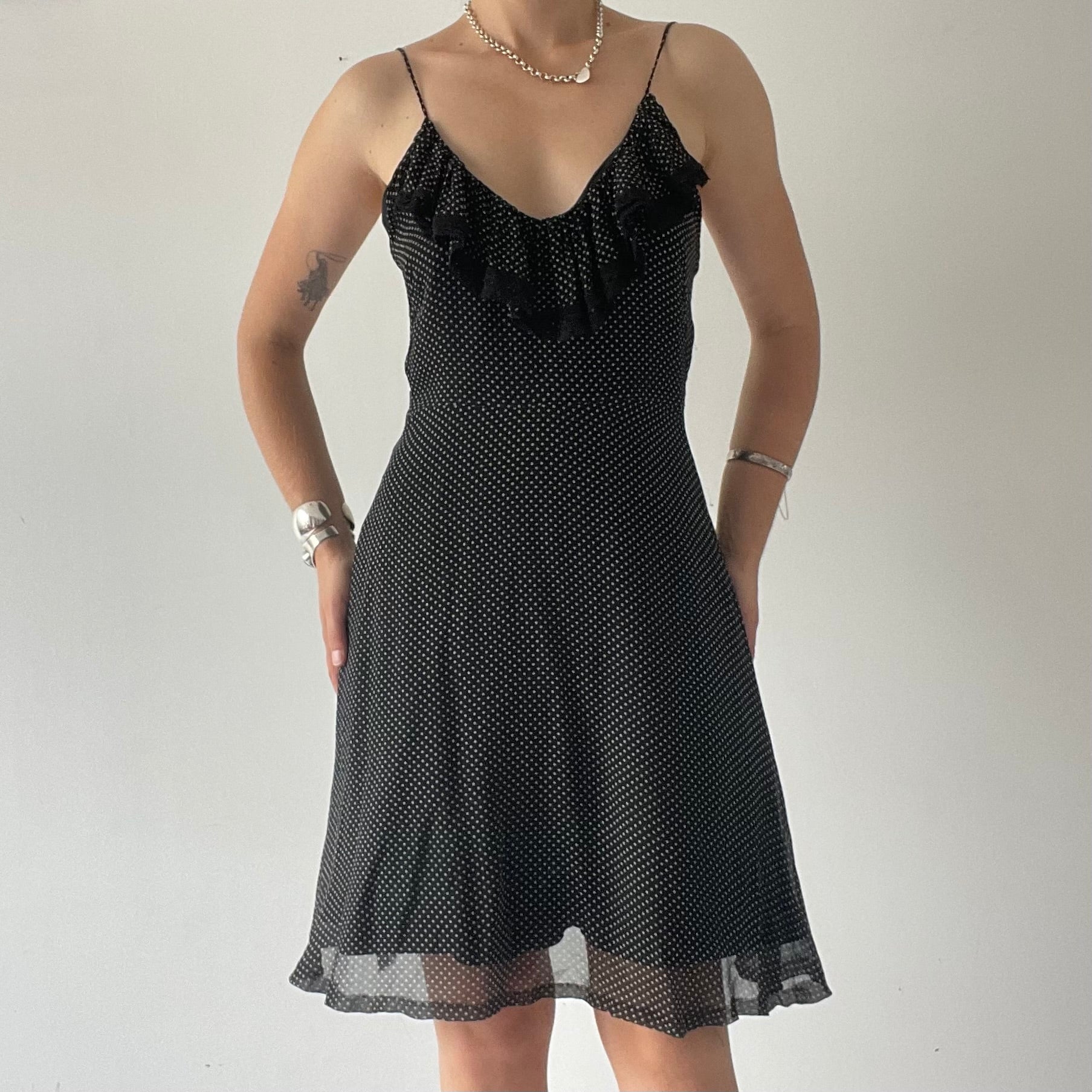 Olga Kapustina Silk Polka Dot Midi Dress | S