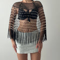 Beaded Crochet Poncho | OS