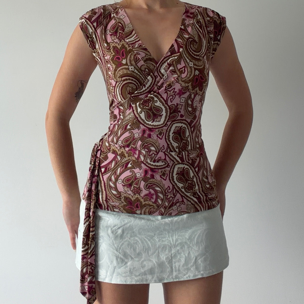 Jessica Paisley Wrap Top | M