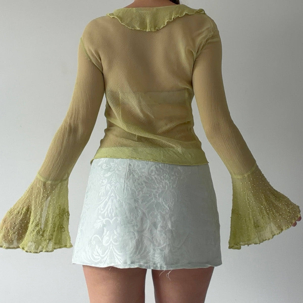 Jane Seymour Silk Beaded Ruffle Top | M