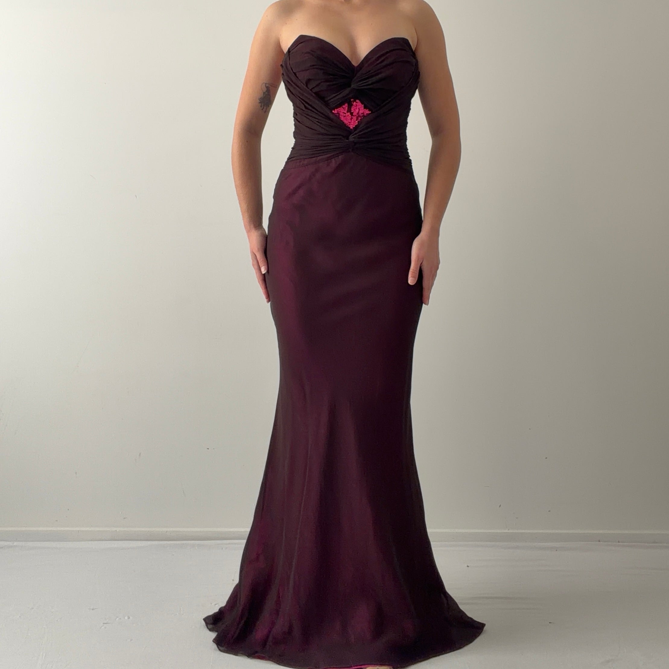Silk Strapless Evening Dress | S
