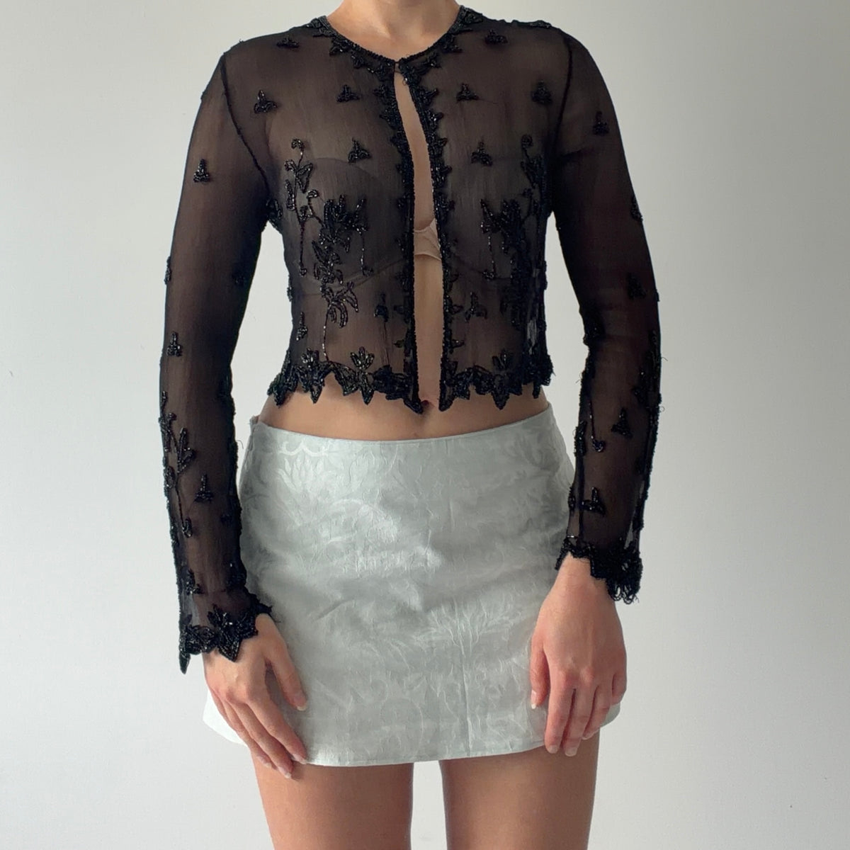 JMD New York Beaded Silk Top | L