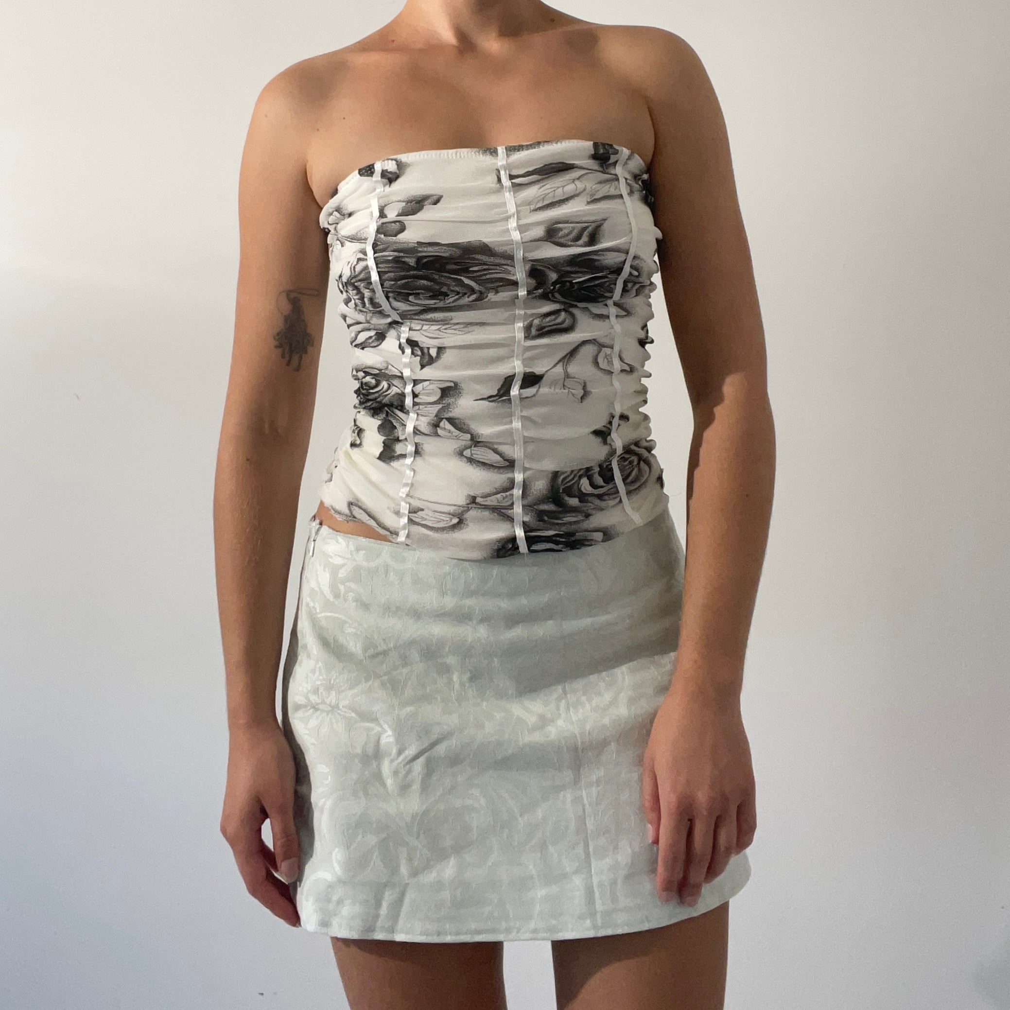 Italian Strapless Mesh Top | S