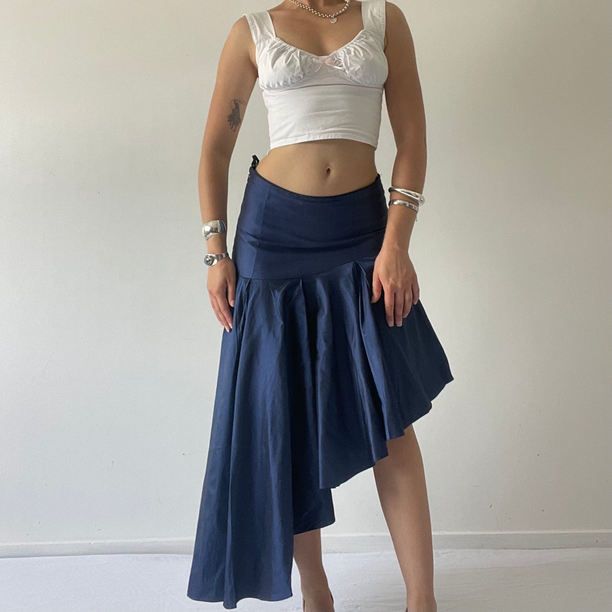 Silk Tafetta Midi Ruffle Skirt | 6-8