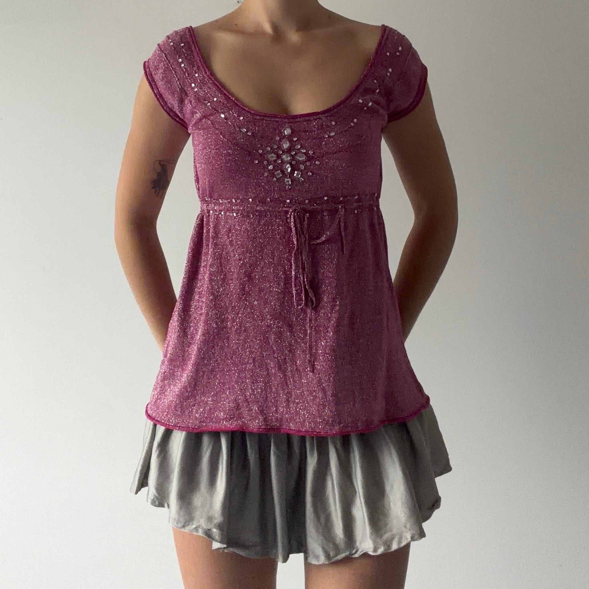 Arden B Beaded Babydoll Top | 8-10