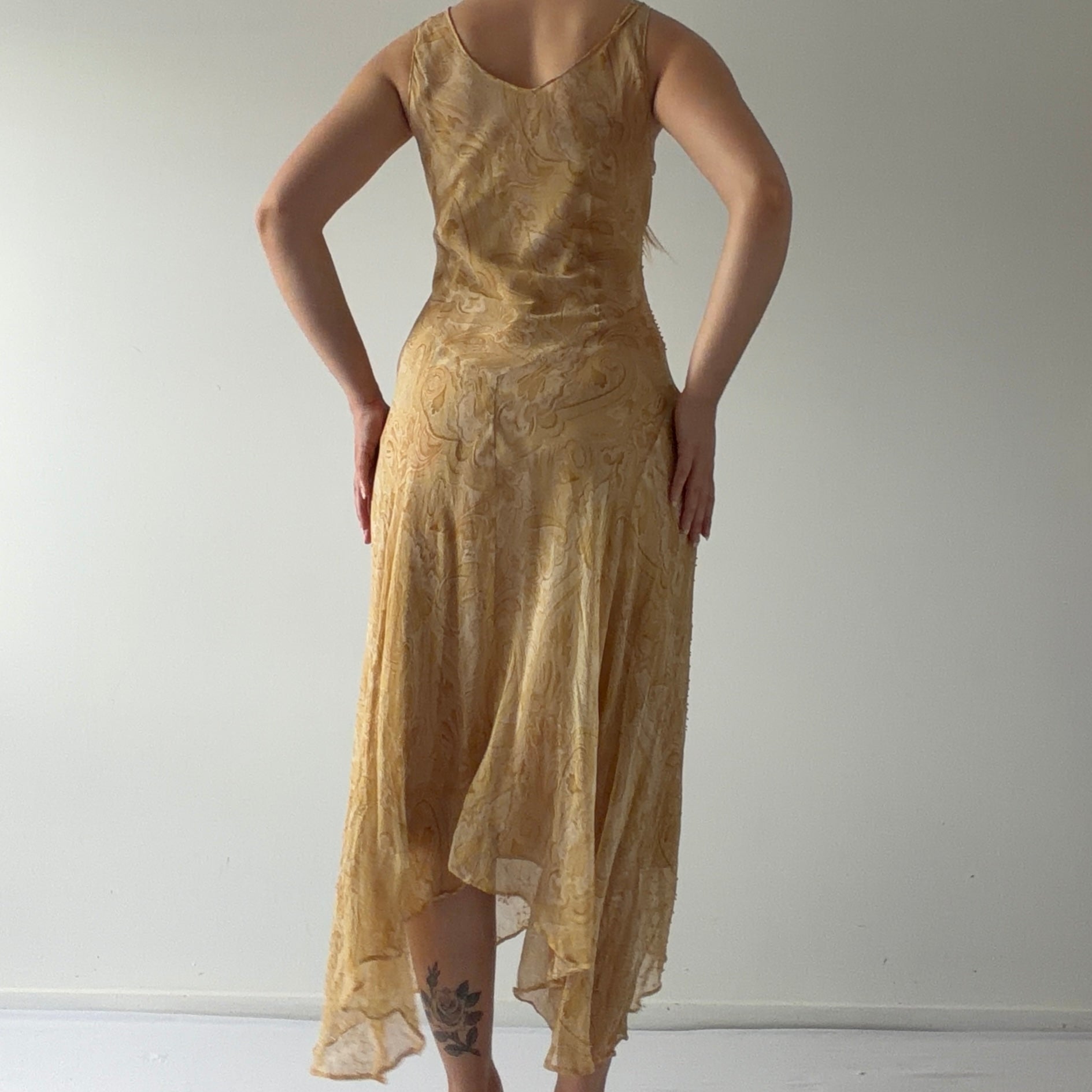 ECI New York Silk Maxi Beaded Dress | L
