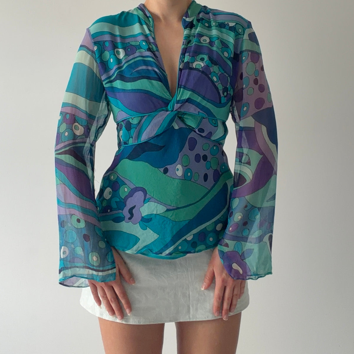 Ice Silk Bell Sleeve Top | L