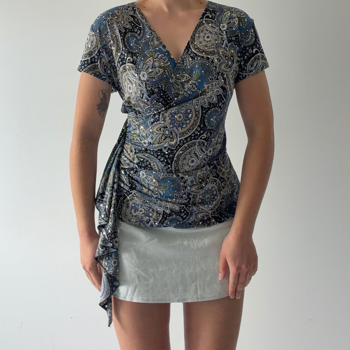 Brittany Black Paisley Wrap Top | L
