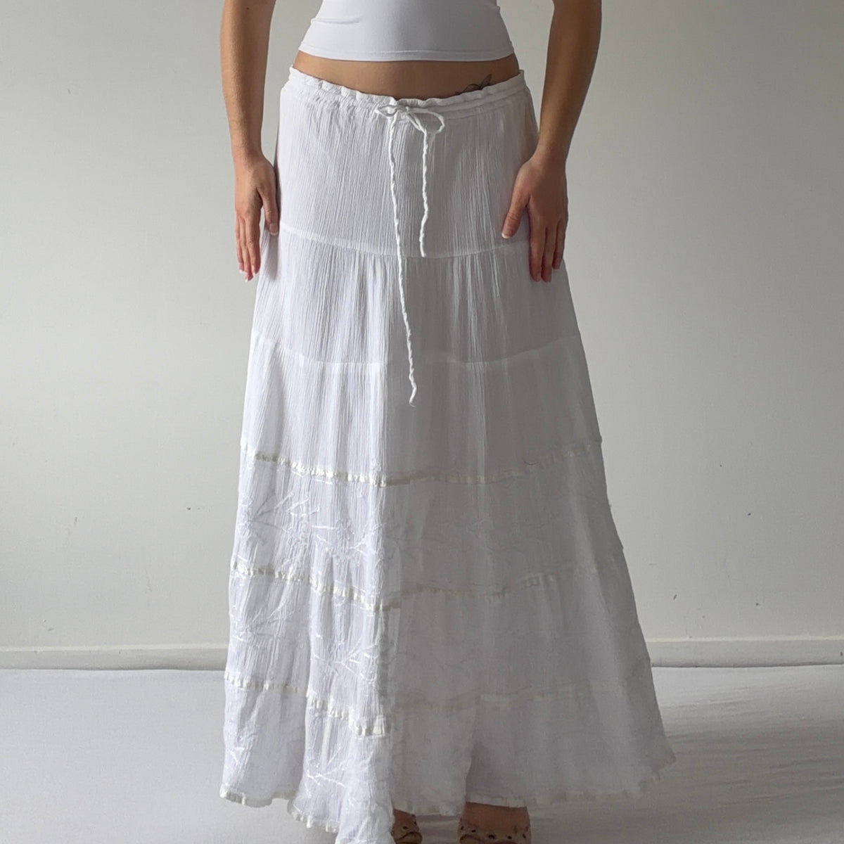 Sand n Sun Tiered Maxi Skirt | L