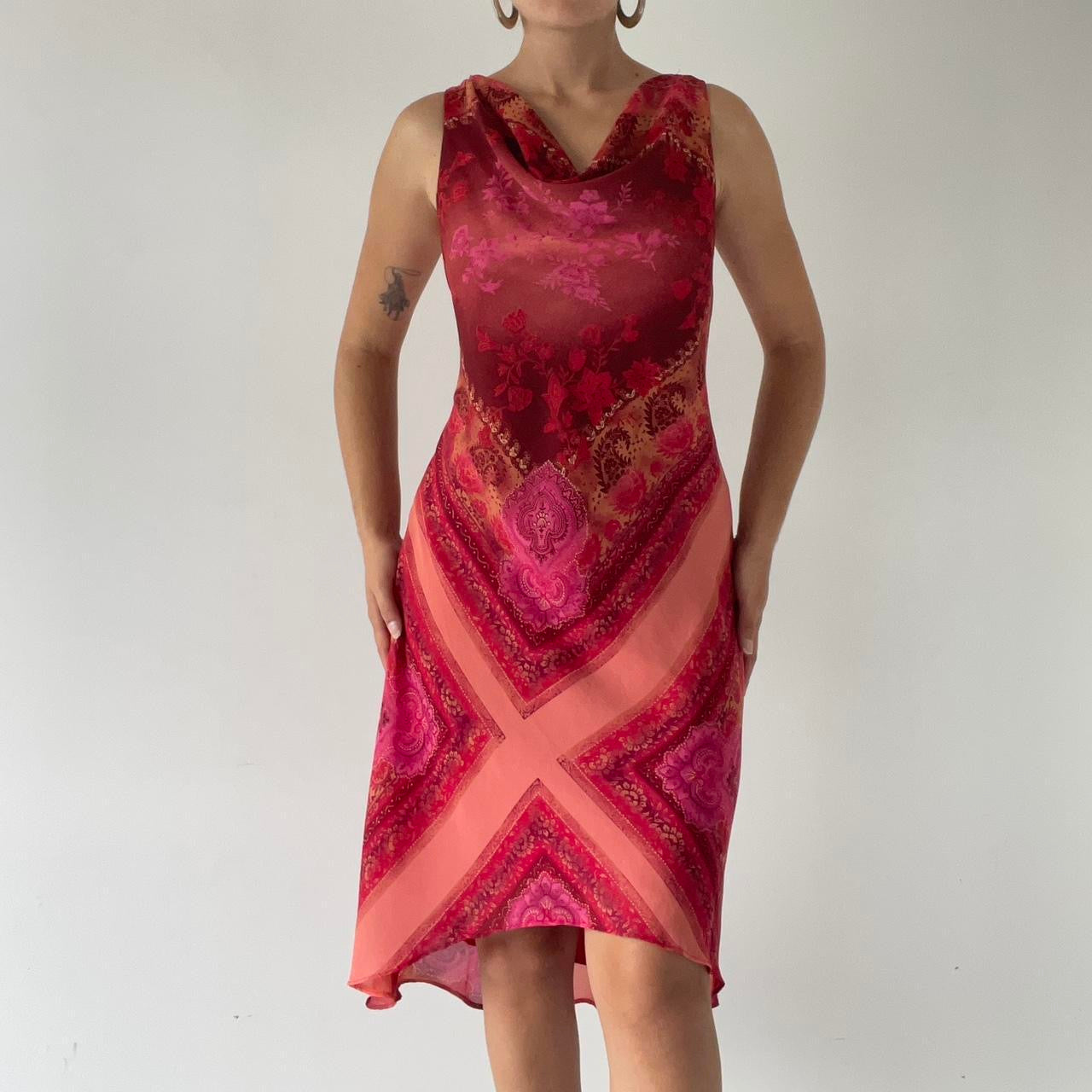 Paisley Cowl Midi Dress | Made in USA | 8-10