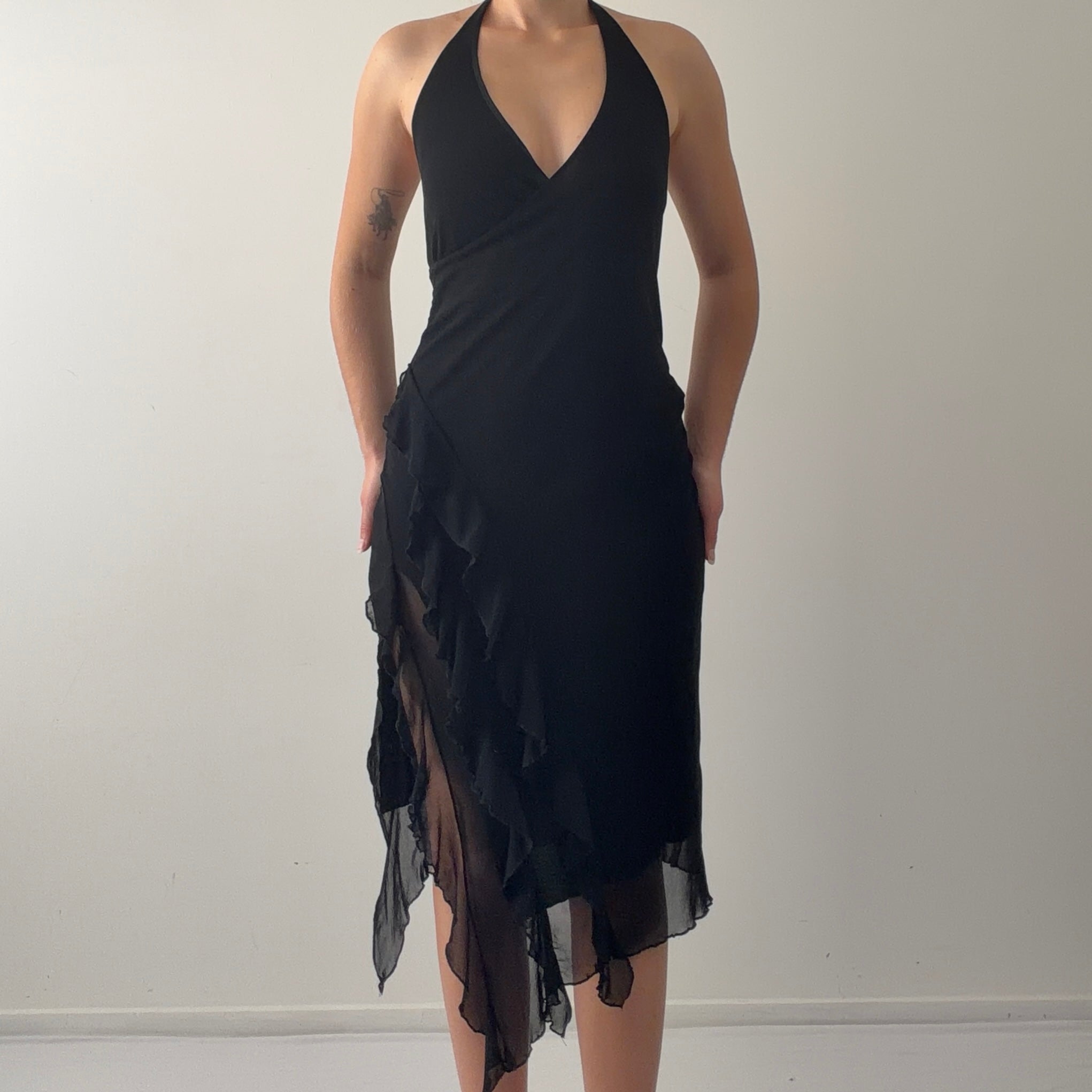 Halter Ruffle Midi Dress | 8-10