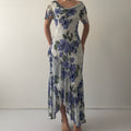 Eva Blue Beaded Asymmetric Dress | 12-14